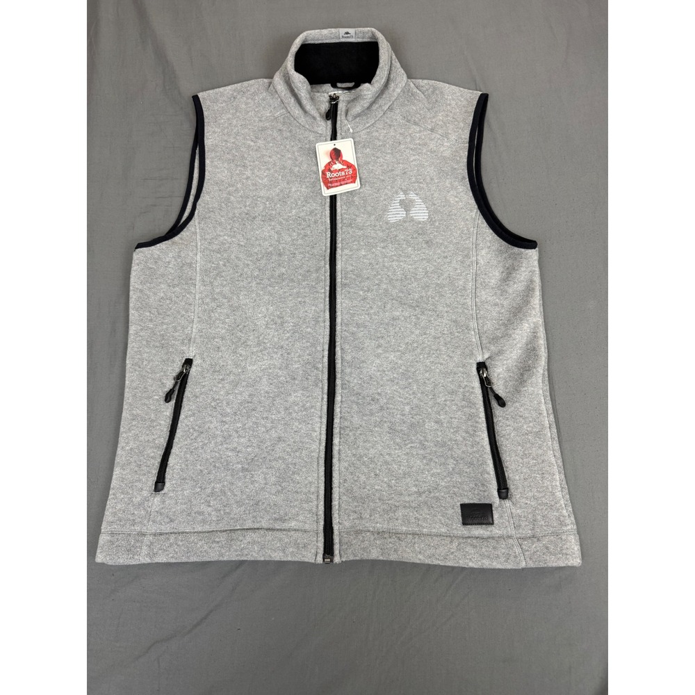 Roots 73 Mens Willowbeach Fleece Vest Gray Full Zip Charcoal Mix 18505 L NWT
